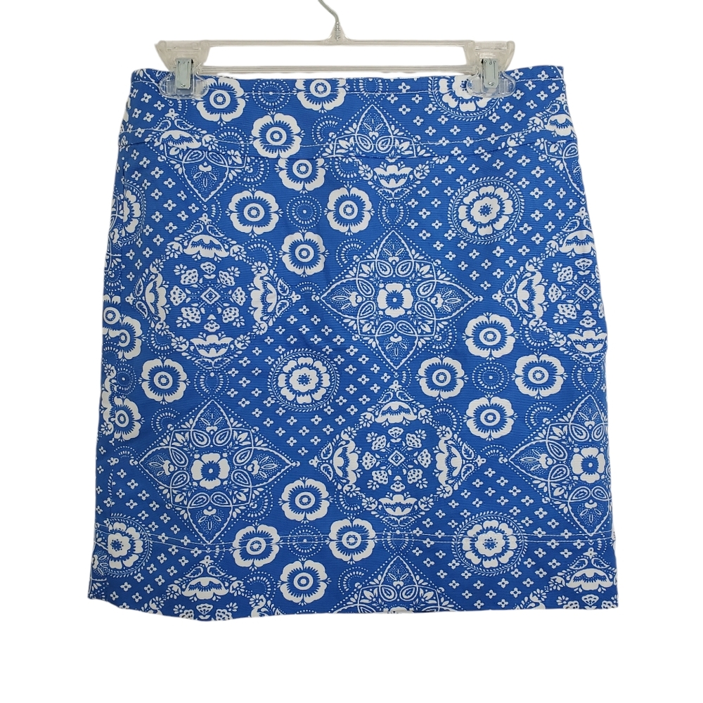 NWT Talbots Bandana Paisley Print Skirt Blue Size 4 Preppy Business Casual